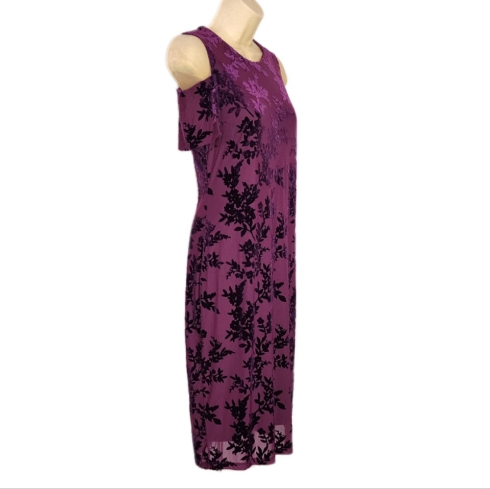 Calvin Klein Dress Velvet Burnout Sheath Purple Size 4 - Picture 3 of 13